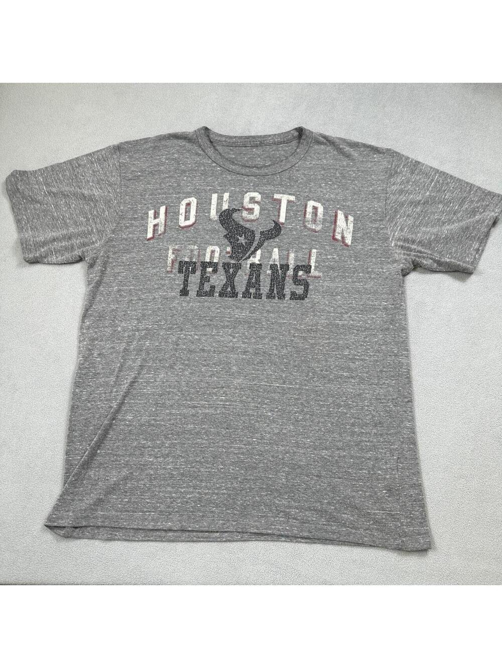 Houston Texans Shirt Mens L Grey Football NFL Logo Tee Short Sleeve Crew Neck